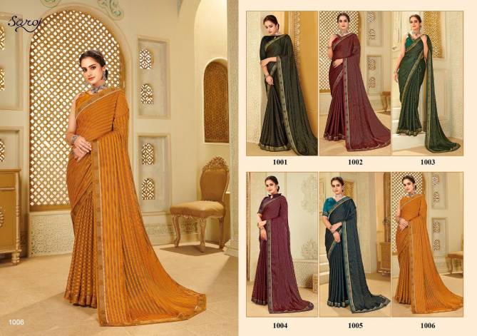 Saroj Bell Bottom Designer Ethnic Wear Georgette Printed Saree Collection